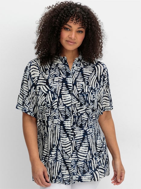 Kurzarmbluse Kurzarm Sonstiges Muster Hemdkragen