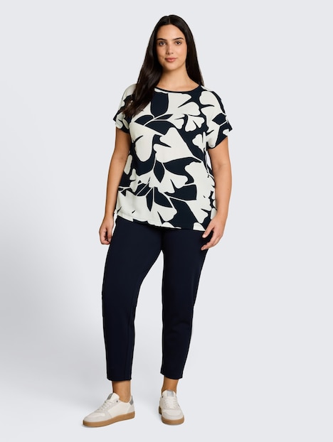 T-Shirt im Material-Mix