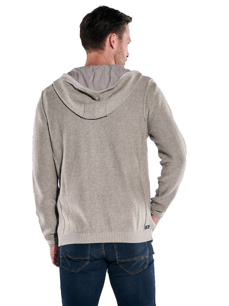 engbers Herren Strickjacke mit Kapuze , Silbergrau