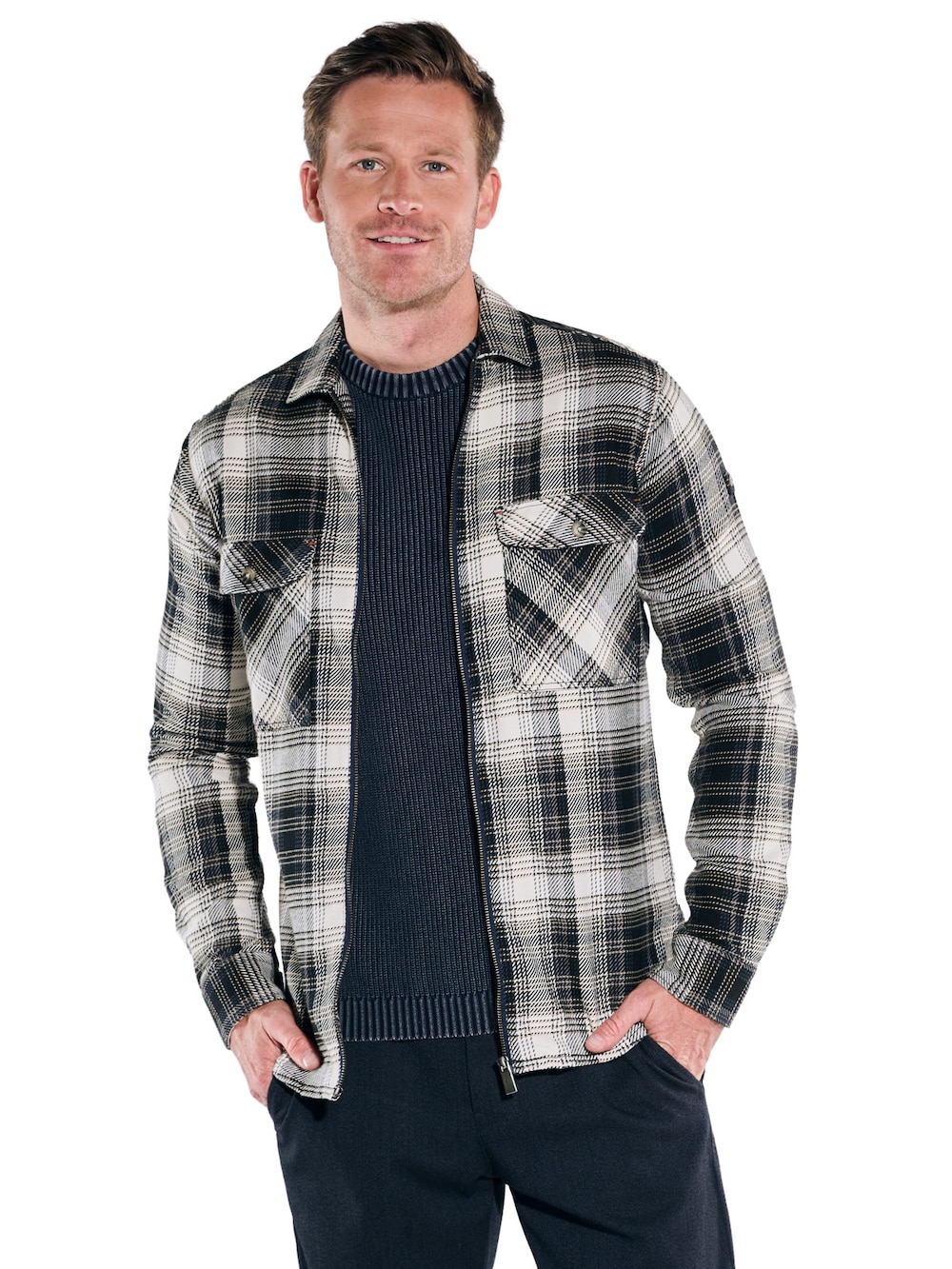 engbers Herren Langarm-Hemd gemustert , Saphirblau