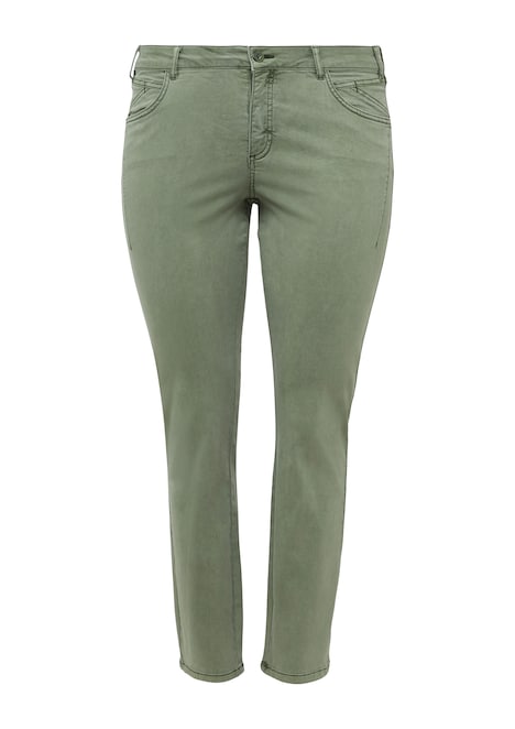 Gewaschene Hose im Slim Fit aus Baumwollsatin