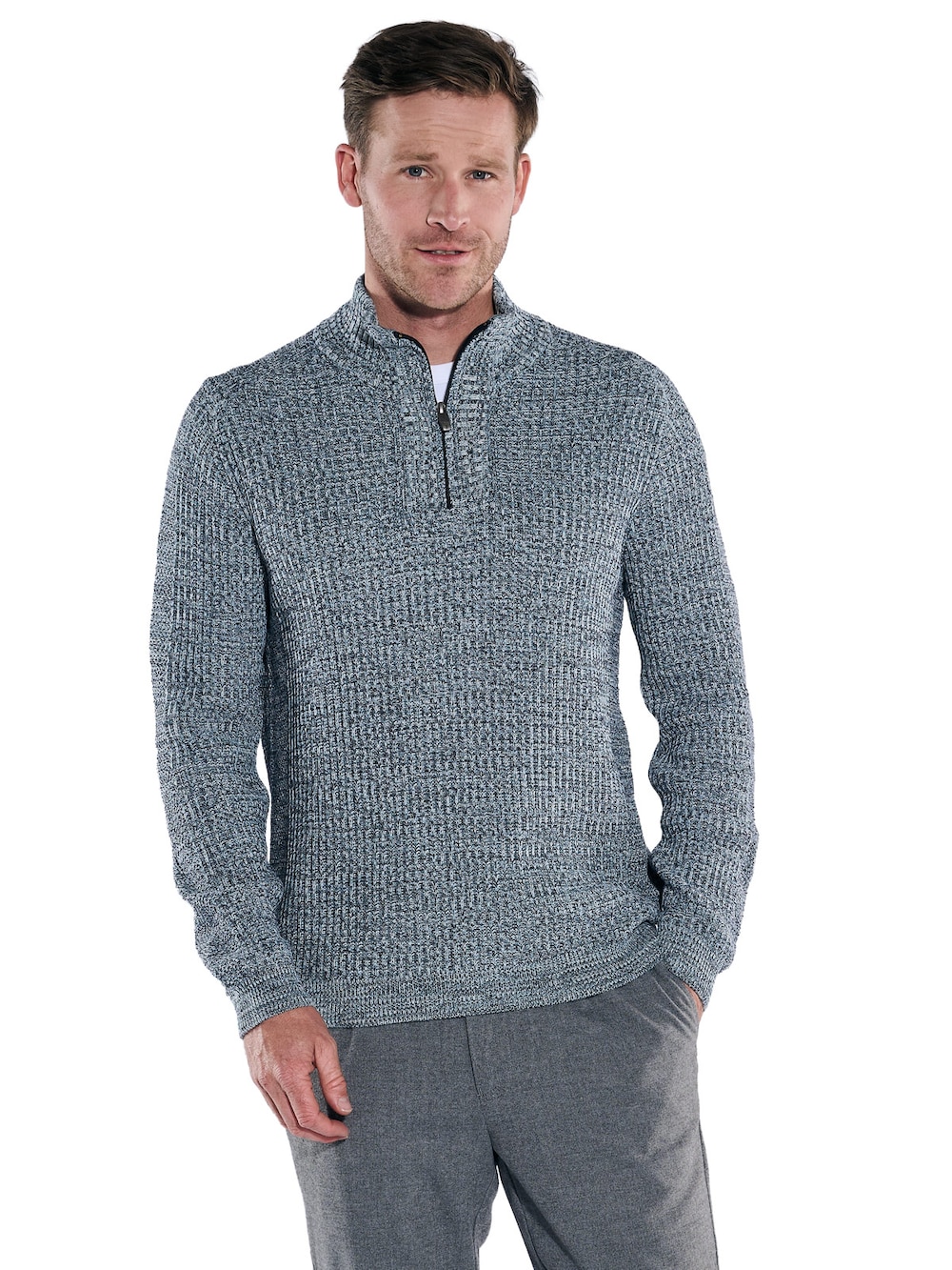 engbers Herren Pullover Polokragen , Mittelblau