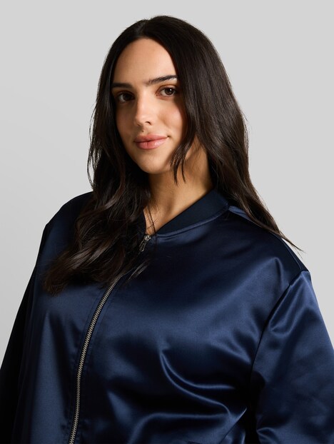 Satin Blouson Jacke mit Bomberkragen