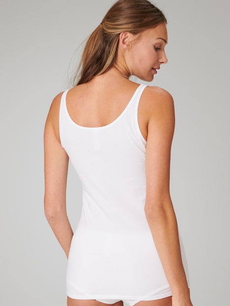 Schiesser Damen Trägertop 4-Pack 95/5 Organic Cotton - schwarz-weiss