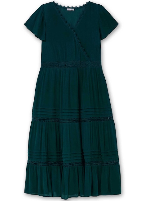 Maxikleid Kurzarm Uni Ohne Kragen