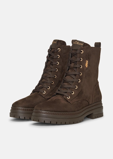 Stiefel in Leder-Optik mit Schnürung