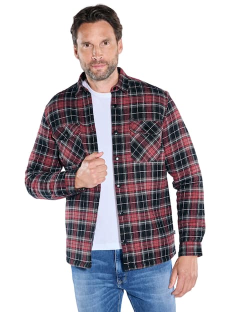 engbers Herren Langarm-Hemd kariert , Dunkelrot