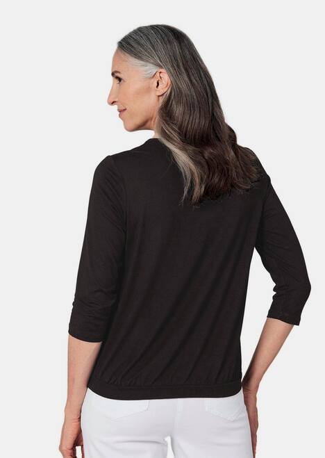Chiffon-Shirt mit 3/4-Arm, Rundhals