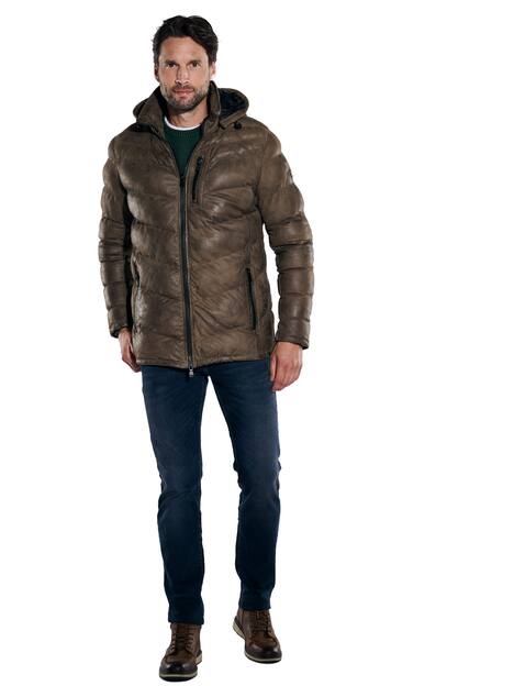 engbers Herren Lederjacke mit Kapuze , Dunkelbraun