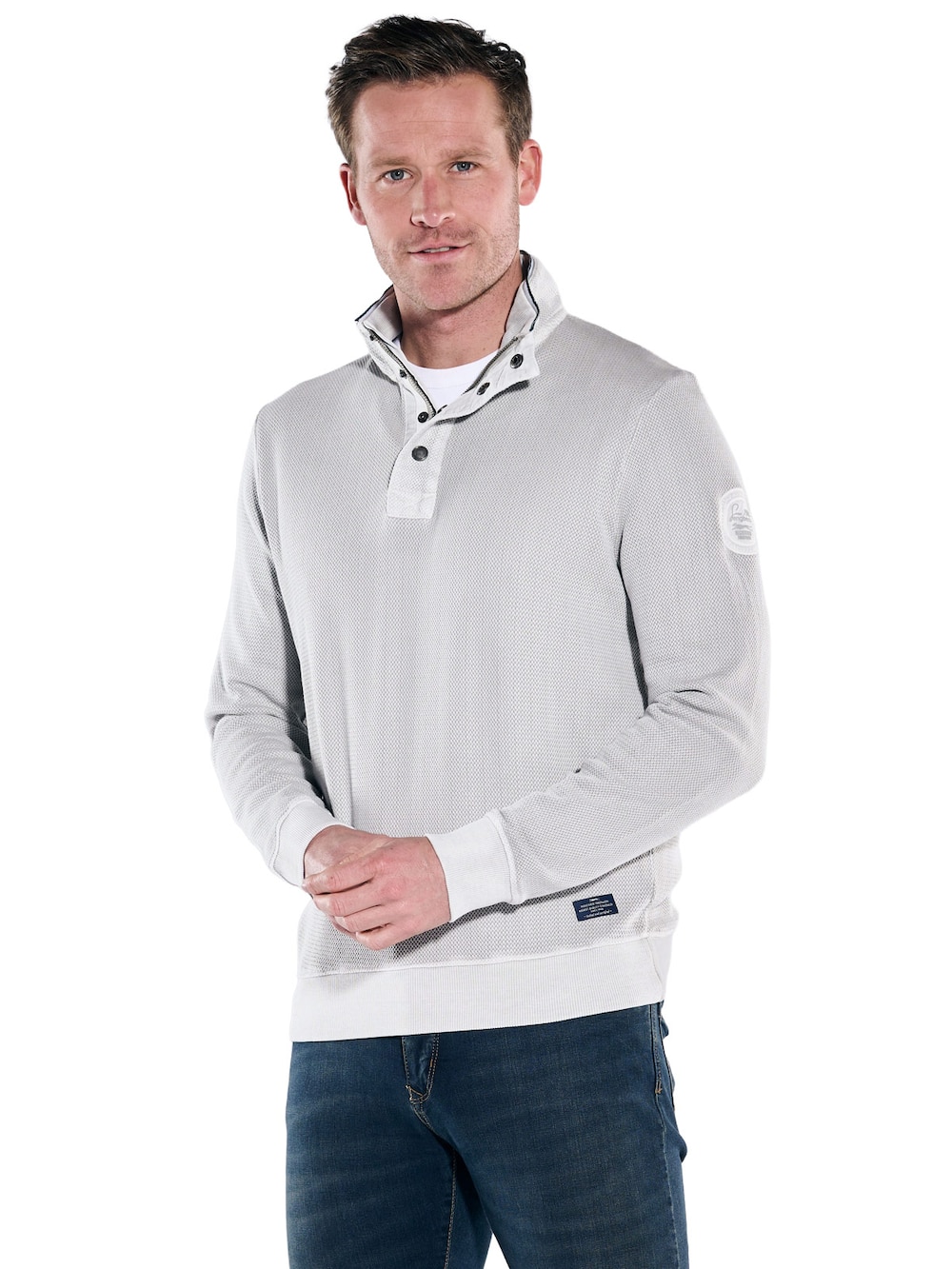 engbers Herren Sweatshirt Stehbund , Hellgrau