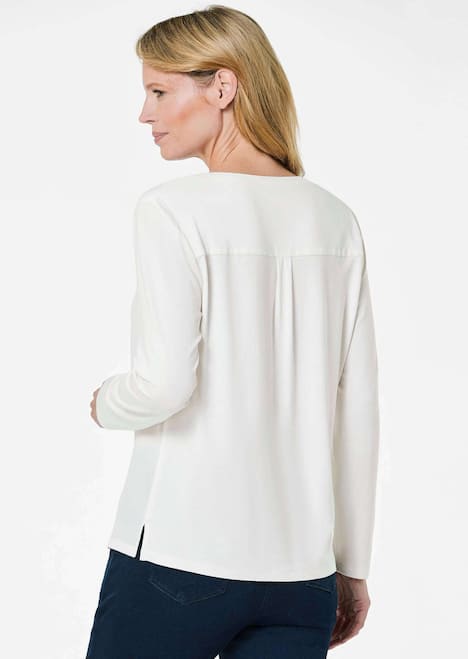 GOLDNER Blouseshirt Blouseshirt met chiffon inzet
