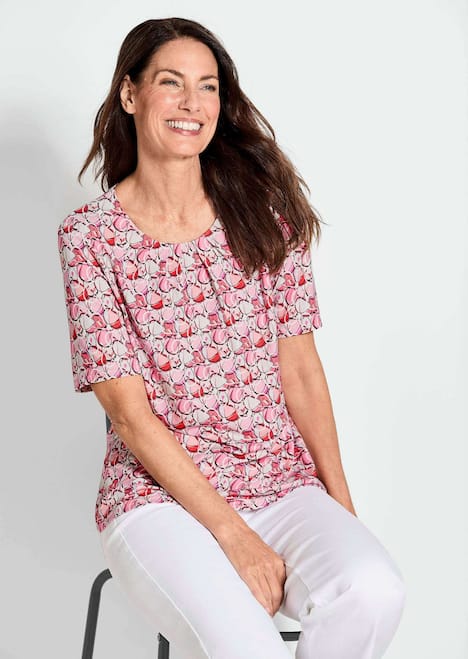 Multicolor-Shirt mit Halbarm, Rundhalsausschnitt