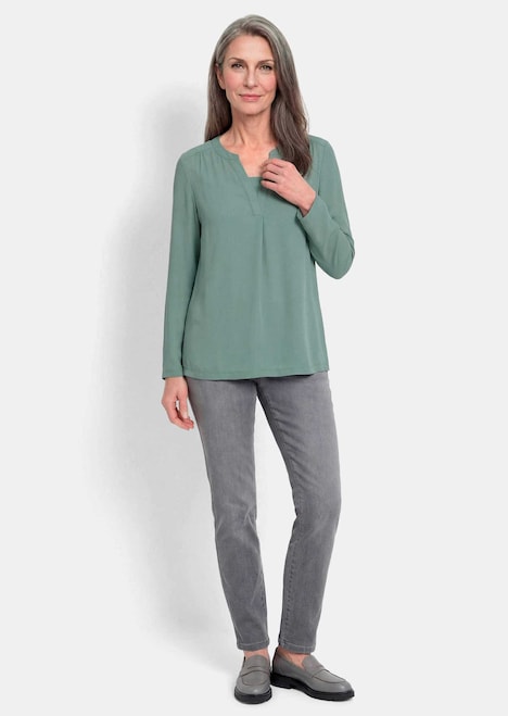 Elegantes Chiffonshirt mit Jersey-Details