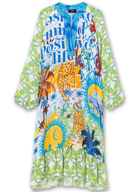 Midikleid Langarm Sonstiges Muster Ohne Kragen