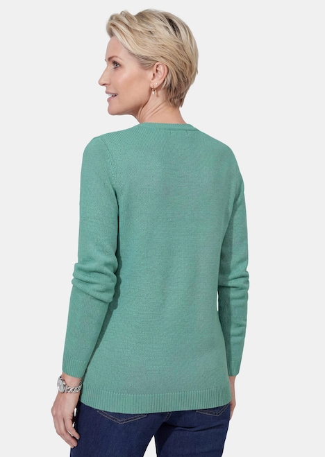 Elegante glanzende trui, ajourpatroon