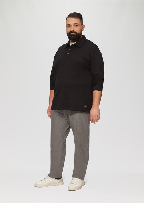 Strukturiertes Langarm-Poloshirt im Relaxed Fit