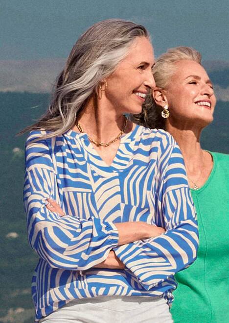 Grafische Viskosebluse mit Schlitz