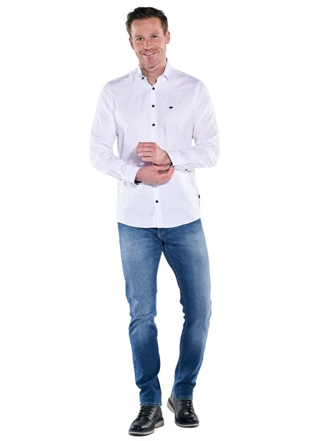 Herren Hemd uni , Reinweiss