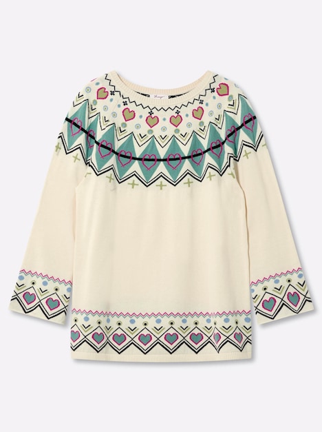Pullover Norwegerpullover mit Trompetenärmeln Langarm Ohne Kragen