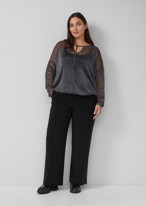 Transparente Bluse mit Glitzergarn und Schmucksteinen