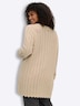 Long-Strickjacke Longstrickjacke mit Ajourmuster Langarm Ohne Kragen
