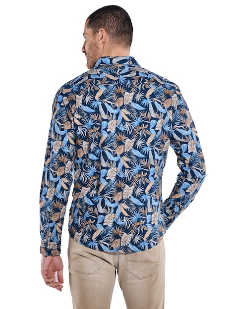 Herren Langarm-Hemd gemustert , Saphirblau