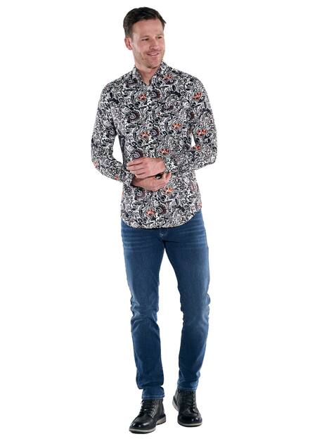 engbers Herren Langarm-Hemd gemustert , Rostorange