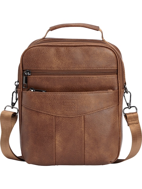 Baigio Schoudertas Voor Heren, Leren Herentas, Vintage Look, Voor Werk Reizen Dagelijks Leven Bruin