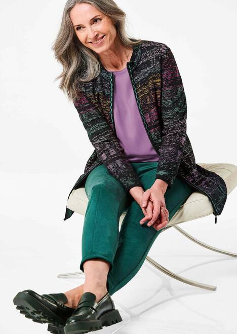 Multicolor-Cardigan mit Stehkragen