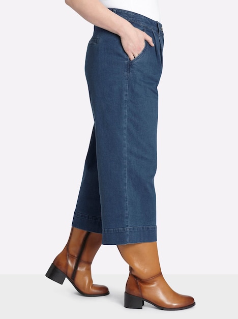 Culotte Culotte aus Denim, mit Bundfalten normal Formbund