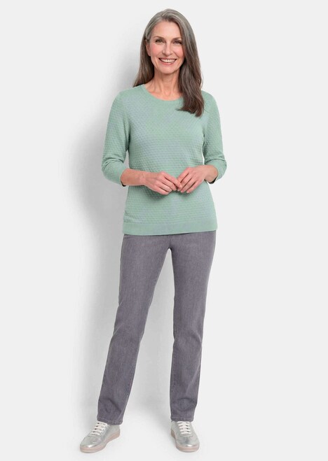 Halbarm Baumwollpullover mit Struktur