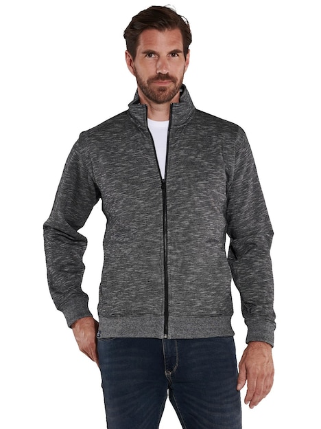 Herren Sweatjacke mit Stehkragen , Dunkelgrau