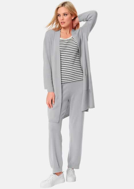 Modische Kaschmir-Longstrickjacke