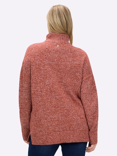 Pullover Pullover in melierter Strickqualität Langarm Meliert Stehkragen