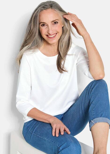 Basic Shirt mit U-Boot-Ausschnitt