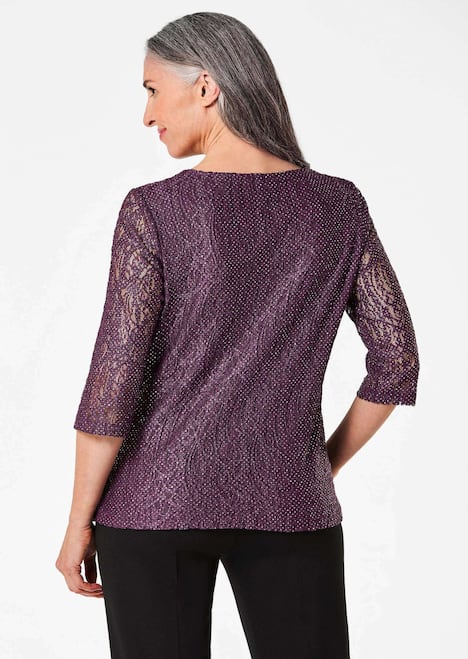 GOLDNER Kanten blouse Kanten blouse met een fijne glans