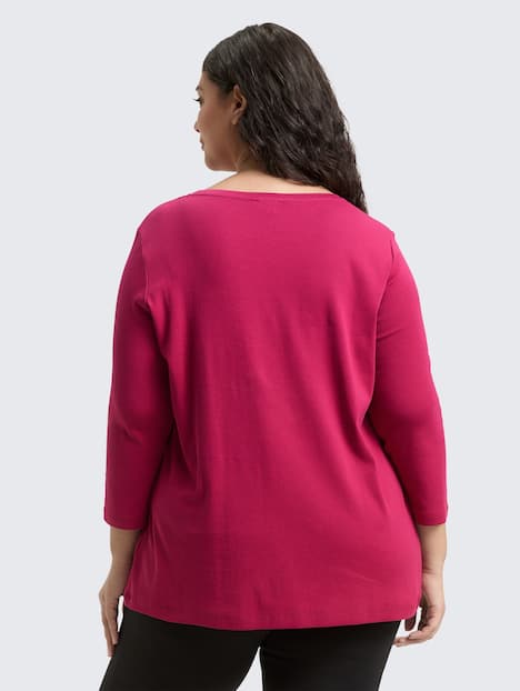 Slim Fit Langarmshirt mit Glitzer-Logo