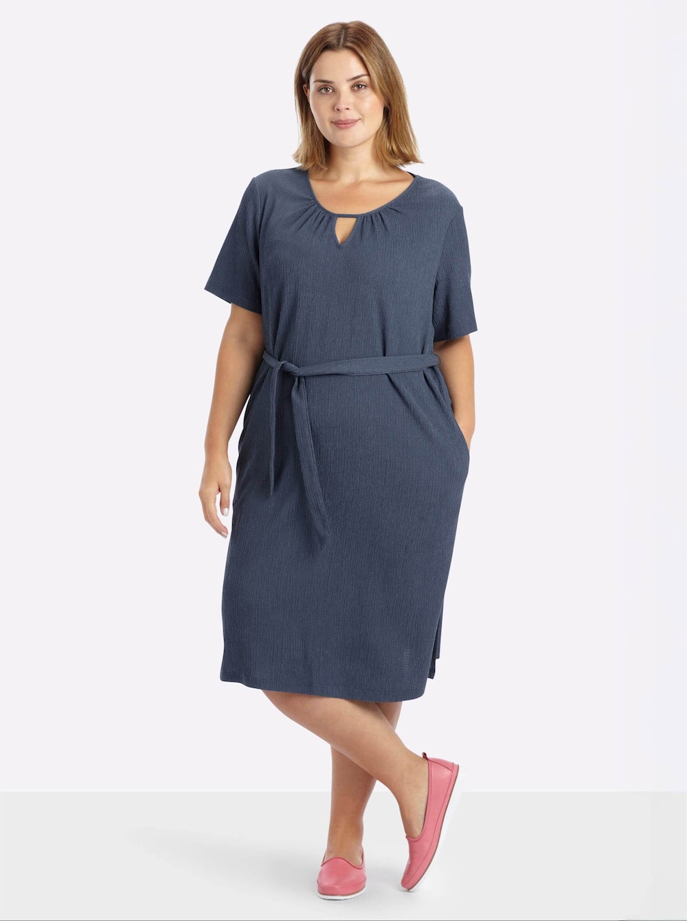 Kleid Kurzarm Ohne Kragen