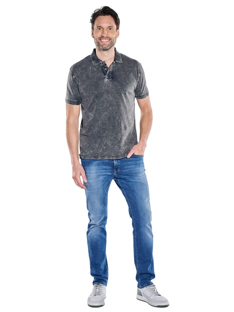 Herren Poloshirt mit authentischem Farbeffekt , Anthrazit