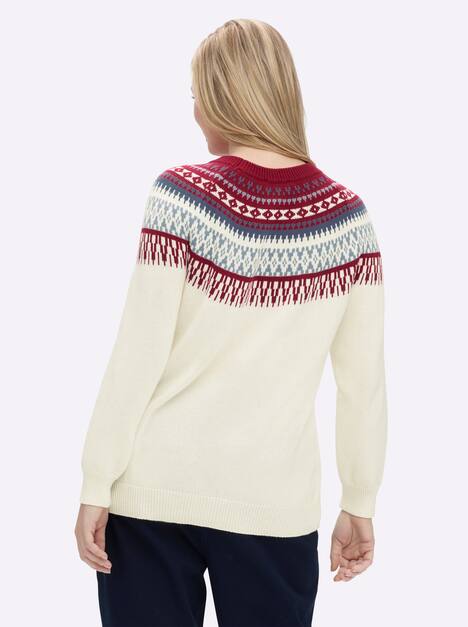 Pullover Langarm Jacquard Sonstiges Muster Ohne Kragen