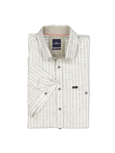 engbers Herren Kurzarm-Hemd mit Leinenanteil , Oliv