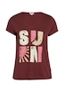 T-Shirt mit offenen Kanten in Flammgarnstruktur