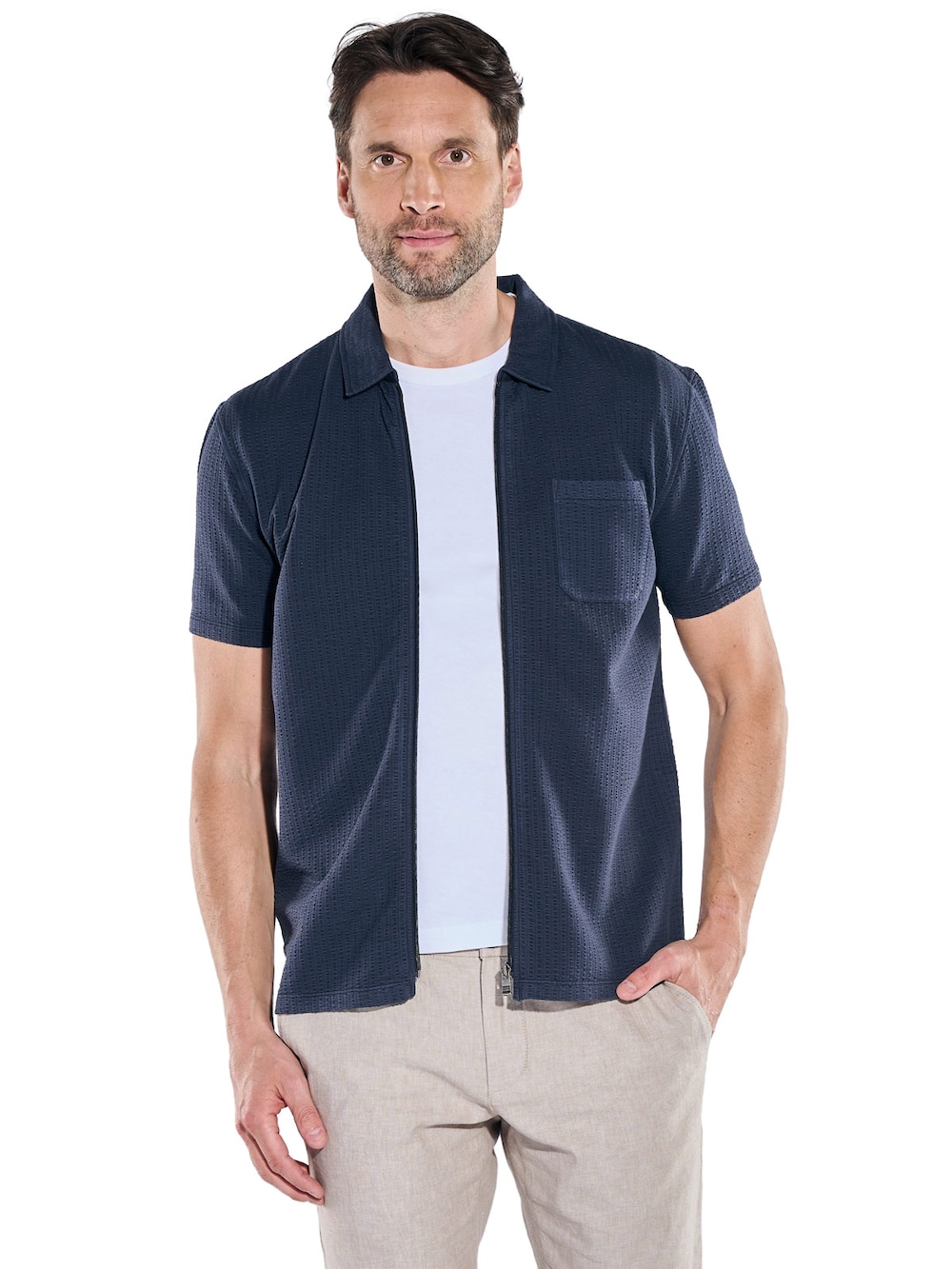 Herren Overshirt mit Reißverschluss , Saphirblau