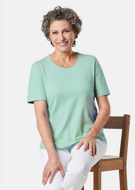 Basic Baumwollshirt mit kurzem Arm