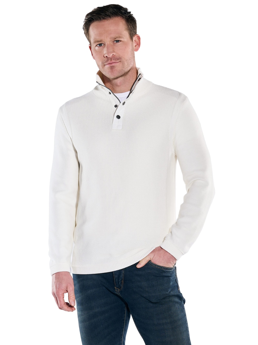 engbers Herren Pullover Polokragen , Reinweiss