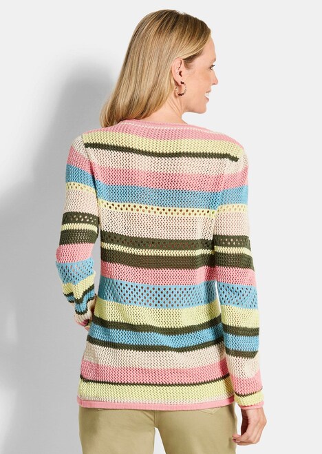Gestreepte trui met gaatjespatroon