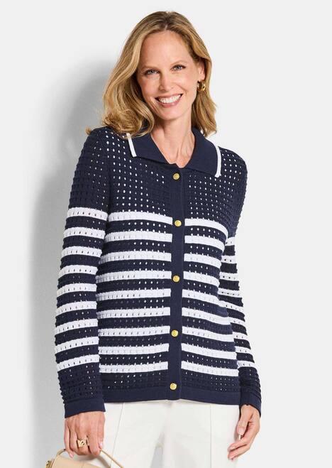 Polopullover mit Lochmuster