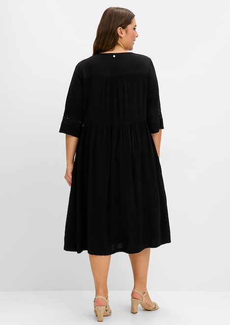 Blusenkleid 3/4-Arm Uni