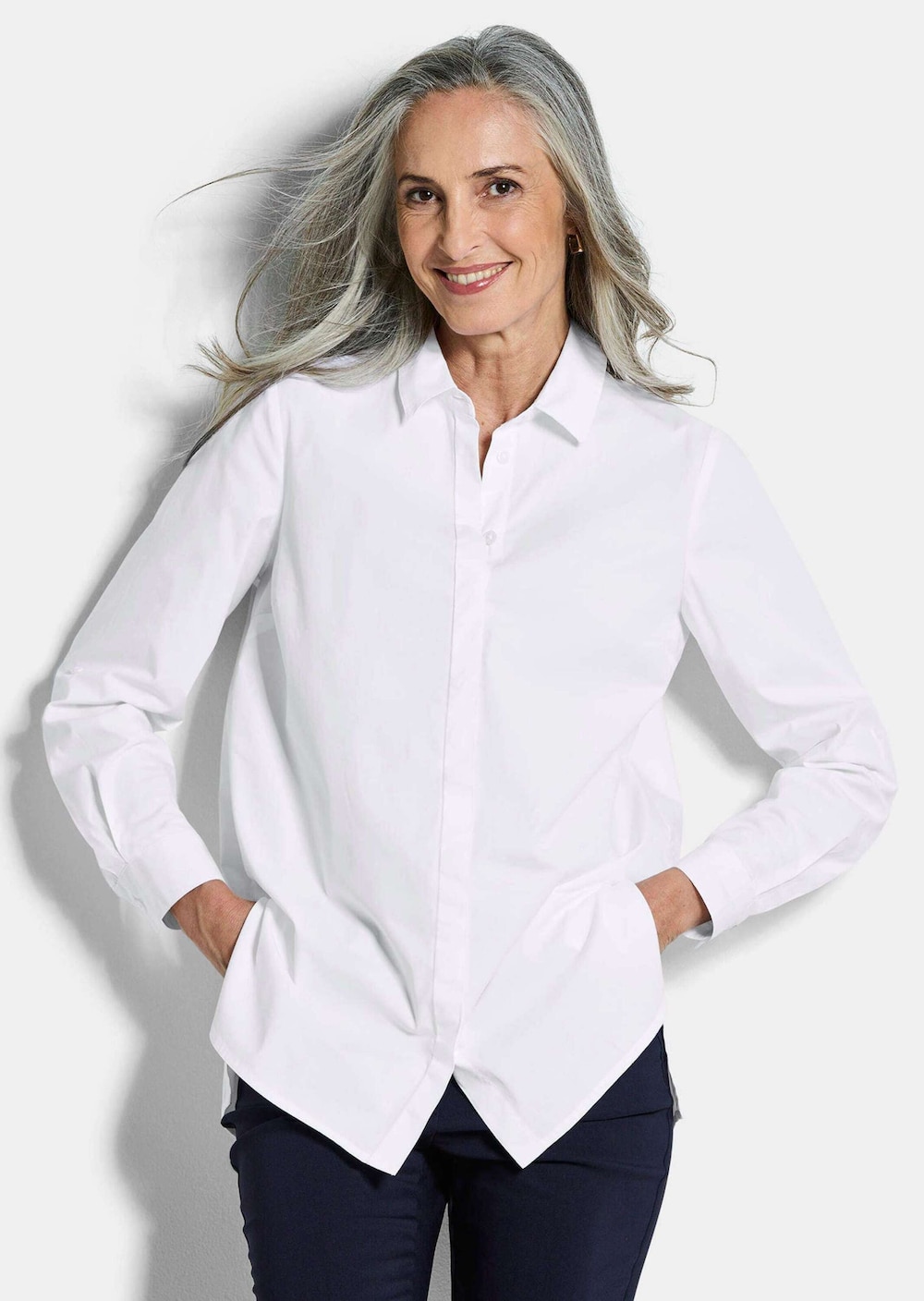 Baumwollbluse mit Hemdkragen