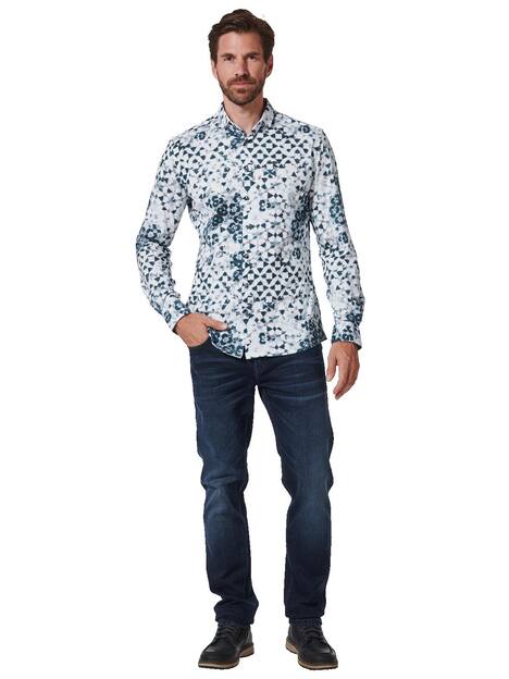 engbers Herren Langarm-Hemd gemustert , Blautuerkis